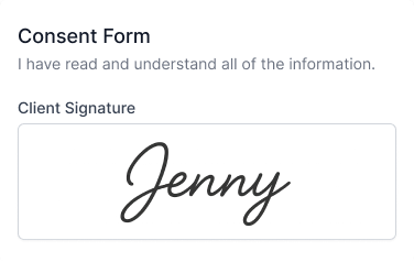 Client intake and consent forms preview